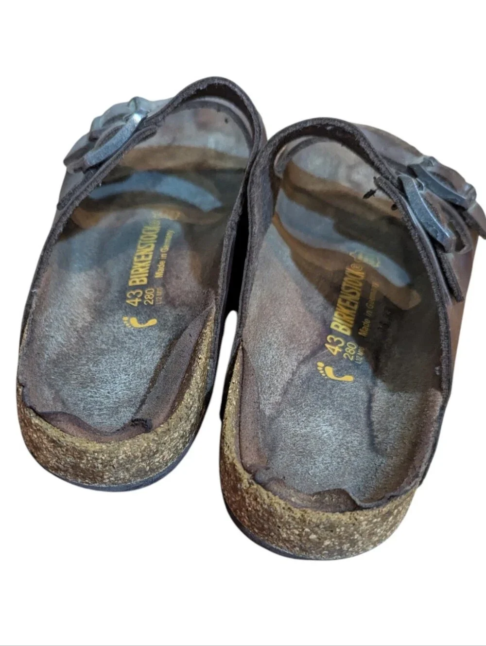 Birkenstock Arizona Brown Leather Double Strap Sandals Thrashed Sz 43 US 10